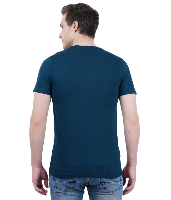 Living Legend Men Petrol Blue Slim Fit Round Neck T - Shirt