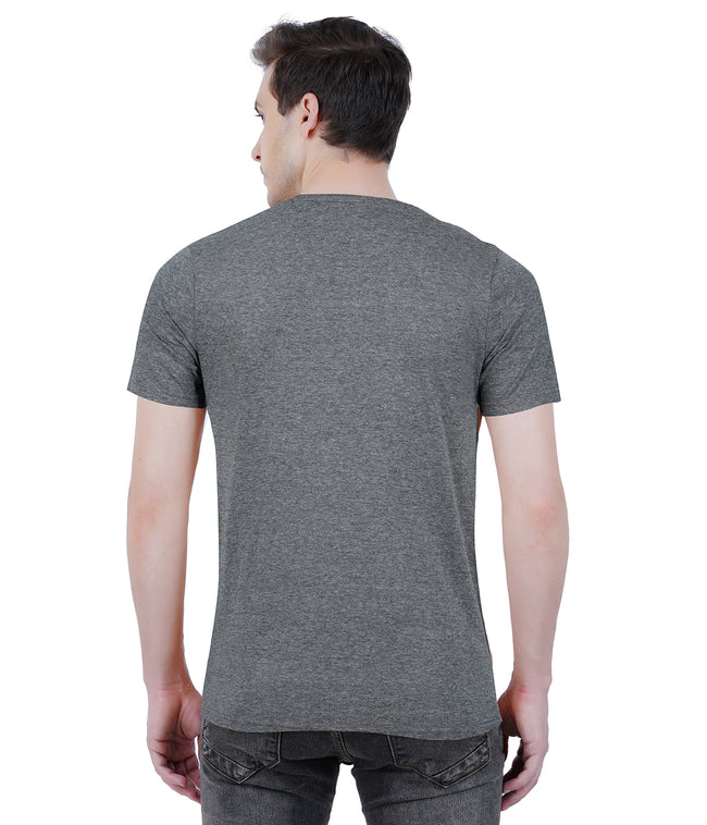 Living Legend Men Dark Melange Slim Fit Round Neck T - Shirt