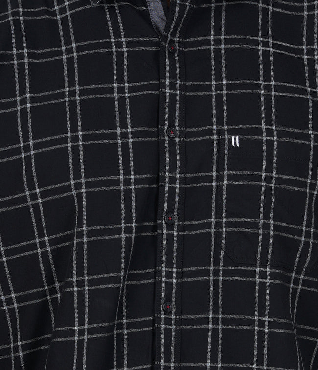 Living Legend Men Black Grey Checked Cotton Slim Fit Full Sleeve Casual Shirt