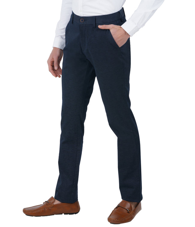 Living Legend Men Sailor Blue Printed Slim fit Low Rise Stretch Casual Trouser