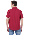 Living Legend Men Mud Red Striped Cotton Slim Fit Half Sleeve Casual Shirt