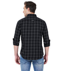 Living Legend Men Black Grey Checked Cotton Slim Fit Full Sleeve Casual Shirt