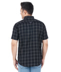Living Legend Men Black Grey Checked Cotton Slim Fit Half Sleeve Casual Shirt