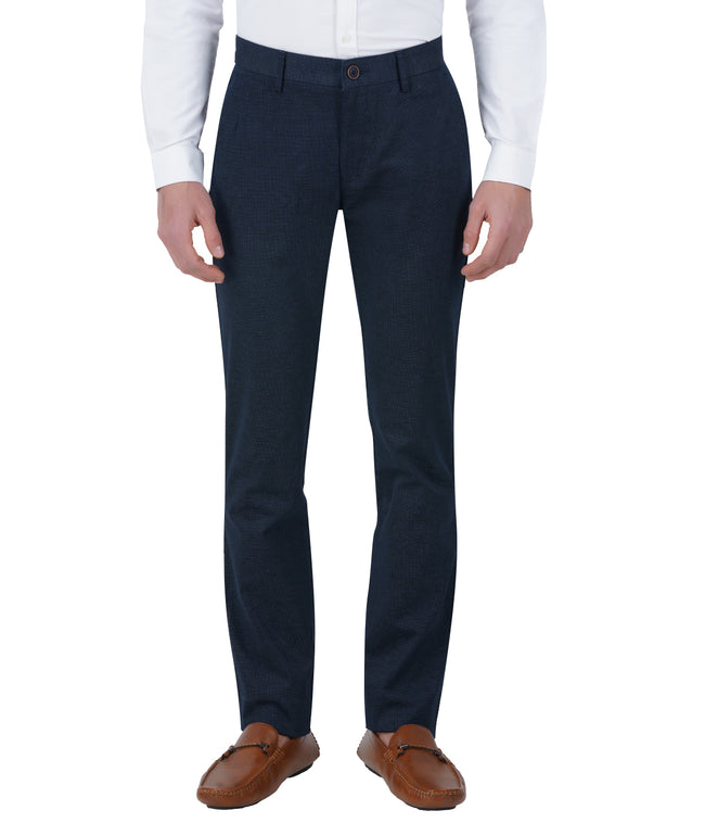 Living Legend Men Sailor Blue Printed Slim fit Low Rise Stretch Casual Trouser