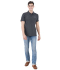 Living Legend Men Dark Grey Slim Fit Polo T - Shirt