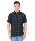 Living Legend Men Black Grey Checked Cotton Slim Fit Half Sleeve Casual Shirt