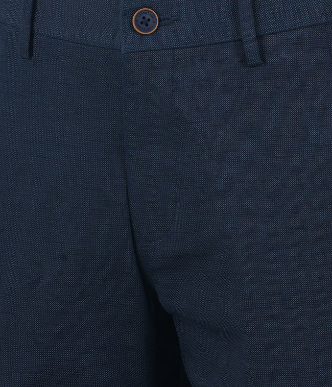 Living Legend Men Sailor Blue Printed Slim fit Low Rise Stretch Casual Trouser