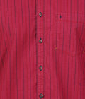 Living Legend Men Mud Red Striped Cotton Slim Fit Full Sleeve Casual Shirt