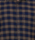 Living Legend Men Navy Brown Checked Cotton Slim Fit Half Sleeve Casual Shirt