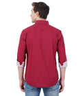 Living Legend Men Mud Red Striped Cotton Slim Fit Full Sleeve Casual Shirt