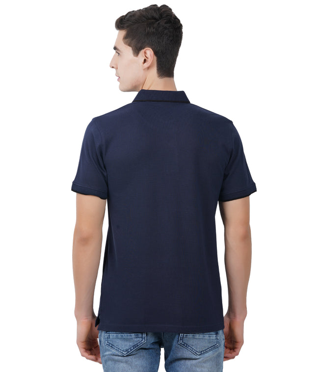 Living Legend  Men Navy Slim Fit Polo T - Shirt