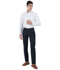 Living Legend Men Midnight Blue checks Slim fit Low Rise Stretch Casual Trouser
