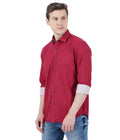 Living Legend Men Mud Red Striped Cotton Slim Fit Full Sleeve Casual Shirt