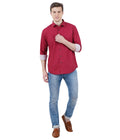 Living Legend Men Mud Red Striped Cotton Slim Fit Full Sleeve Casual Shirt