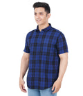 Living Legend Men Blue Black Checked Cotton Slim Fit Half Sleeve Casual Shirt