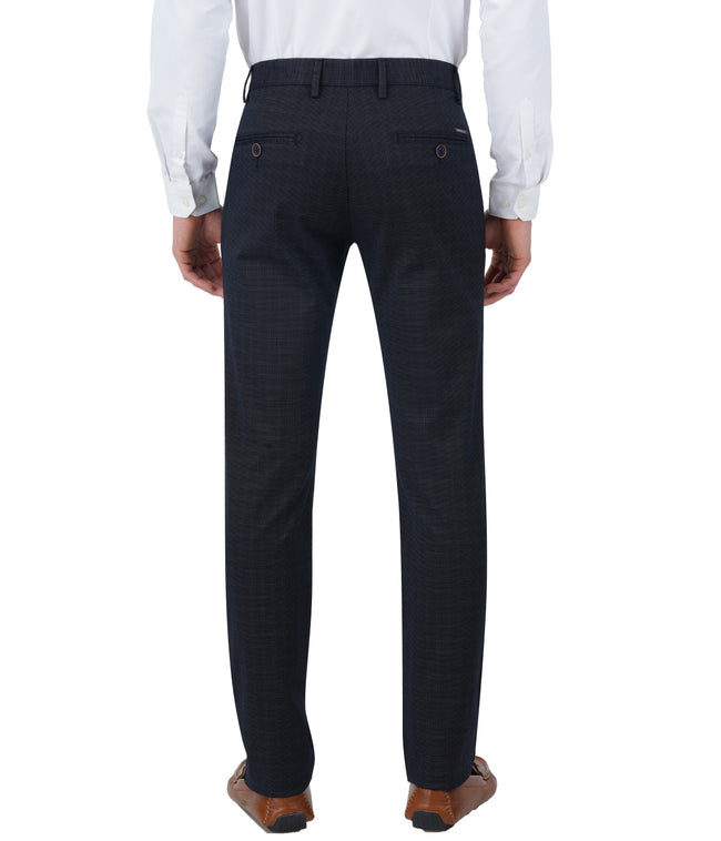 Living Legend Men Midnight Blue checks Slim fit Low Rise Stretch Casual Trouser