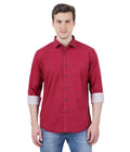 Living Legend Men Mud Red Striped Cotton Slim Fit Full Sleeve Casual Shirt