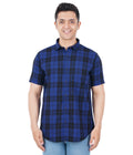 Living Legend Men Blue Black Checked Cotton Slim Fit Half Sleeve Casual Shirt