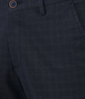 Living Legend Men Midnight Blue checks Slim fit Low Rise Stretch Casual Trouser