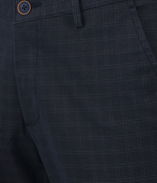 Living Legend Men Midnight Blue checks Slim fit Low Rise Stretch Casual Trouser