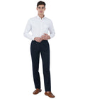 Living Legend Men Zaffre Blue Printed Slim fit Low Rise Stretch Casual Trouser