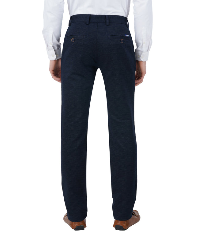 Living Legend Men Zaffre Blue Printed Slim fit Low Rise Stretch Casual Trouser
