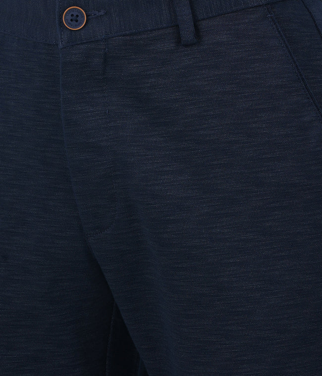 Living Legend Men Zaffre Blue Printed Slim fit Low Rise Stretch Casual Trouser