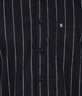 Living Legend Men Black Striped Cotton Slim Fit Full Sleeve Casual Shirt