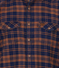 Living Legend Men Brown Navy Checked Cotton Slim Fit Half Sleeve Casual Shirt