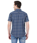 Living Legend Men Olive Navy Checked Cotton Slim Fit Half Sleeve Casual Shirt