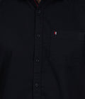 Living Legend Men Black Plain Cotton Slim Fit Half Sleeve Casual Shirt