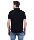Living Legend Men Black Plain Cotton Slim Fit Half Sleeve Casual Shirt