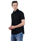 Living Legend Men Black Plain Cotton Slim Fit Half Sleeve Casual Shirt