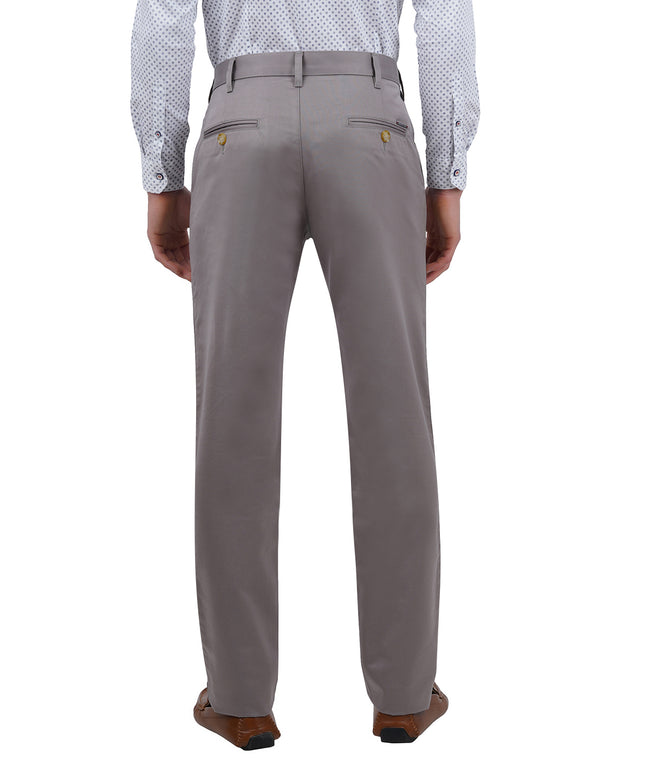 Living Legend Men Taupe Grey Satin slim fit Mid Rise Casual Trouser