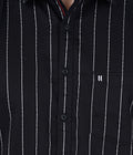 Living Legend Men Black Striped Cotton Slim Fit Half Sleeve Casual Shirt
