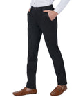 Living Legend Men Jet Black Printed Slim fit Low Rise Stretch Casual Trouser