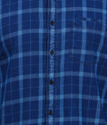 Living Legend Men Indigo Light Blue Checked Cotton Slim Fit Full Sleeve Casual Shirt