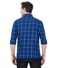 Living Legend Men Indigo Light Blue Checked Cotton Slim Fit Full Sleeve Casual Shirt