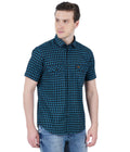 Living Legend Men Green Black Checked Cotton Slim Fit Half Sleeve Casual Shirt