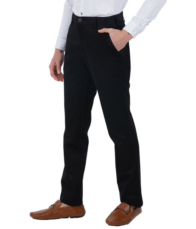 Living Legend Men Eerie Black Satin slim fit Mid Rise Casual Trouser