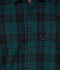 Living Legend Men Green Black Checked Cotton Slim Fit Full Sleeve Casual Shirt