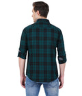 Living Legend Men Green Black Checked Cotton Slim Fit Full Sleeve Casual Shirt