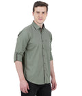 Living Legend Men Olive Plain Cotton Slim Fit Full Sleeve Casual Shirt
