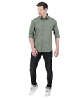 Living Legend Men Olive Plain Cotton Slim Fit Full Sleeve Casual Shirt
