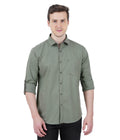 Living Legend Men Olive Plain Cotton Slim Fit Full Sleeve Casual Shirt
