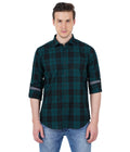 Living Legend Men Green Black Checked Cotton Slim Fit Full Sleeve Casual Shirt