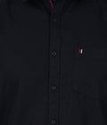 Living Legend Men Black Plain Cotton Slim Fit Full Sleeve Casual Shirt