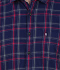 Living Legend Men Navy Red Checked Cotton Slim Fit Half Sleeve Casual Shirt