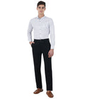 Living Legend Men Raisin Black Twill slim fit Mid Rise Casual Trouser