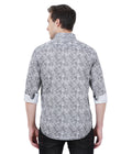 Living Legend Men Grey White Printed Cotton Slim Fit Full Sleeve Casual Shirt